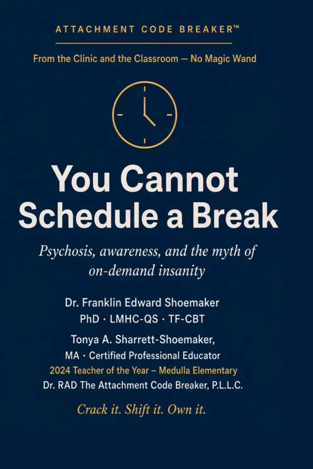 Cover of You Cannot Schedule a Break: a gold clock on deep navy above the title